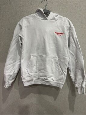 TALENTLESS White Hoodie with Red Logo Crewneck